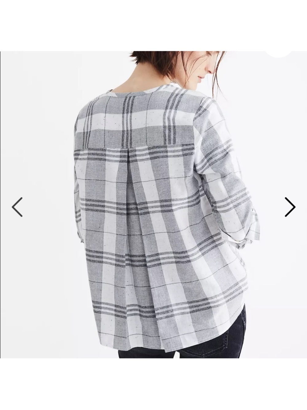 Madewell Gray and White Plaid Button-Front Shirt Lightweight Cotton - Picture 2 of 11